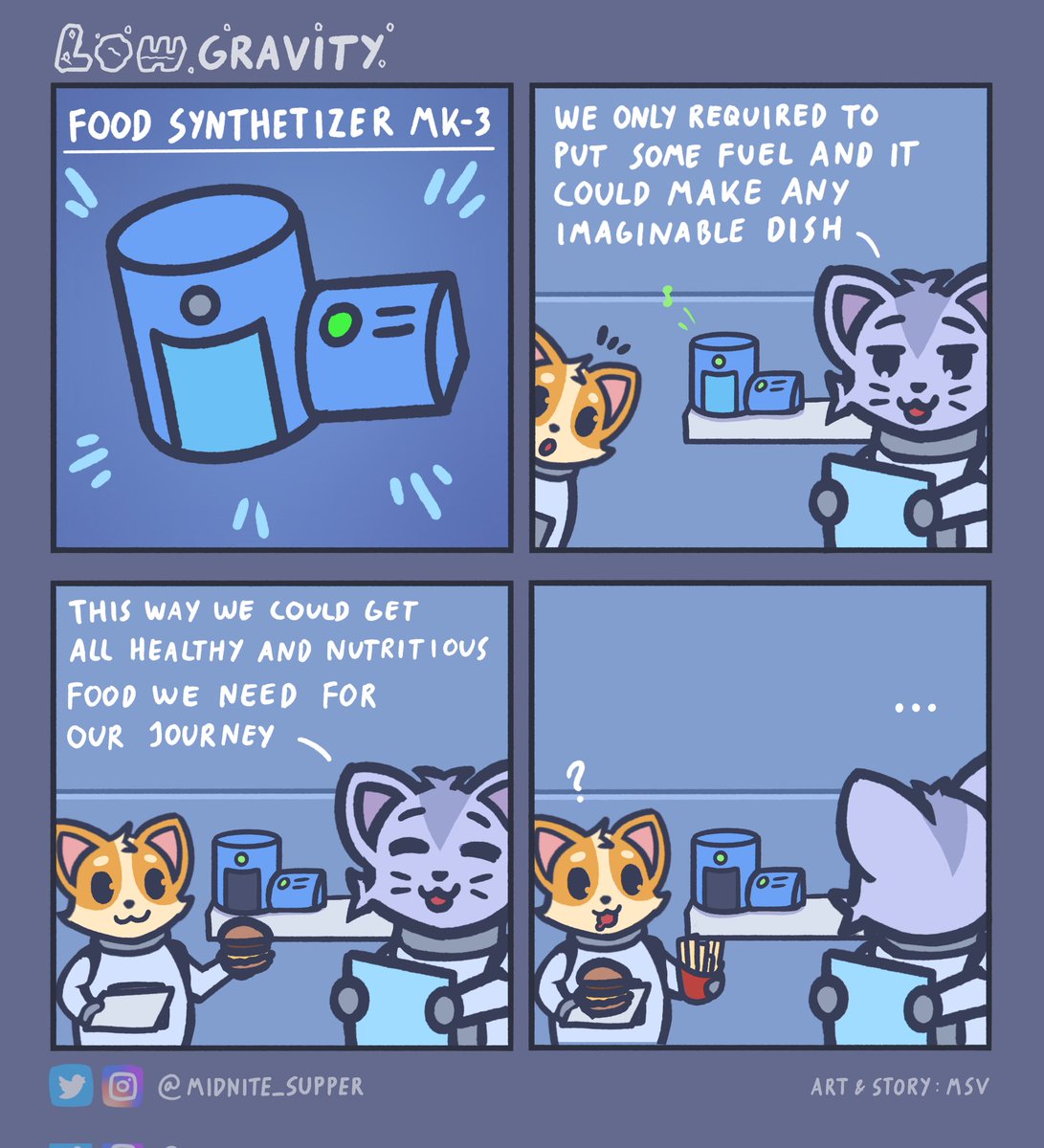 Midnite_Supper's tweet photo. For healthy food... Right...?

#MidniteSupper #LowGravity #comics #webcomics https://t.co/tTpPftaEzz