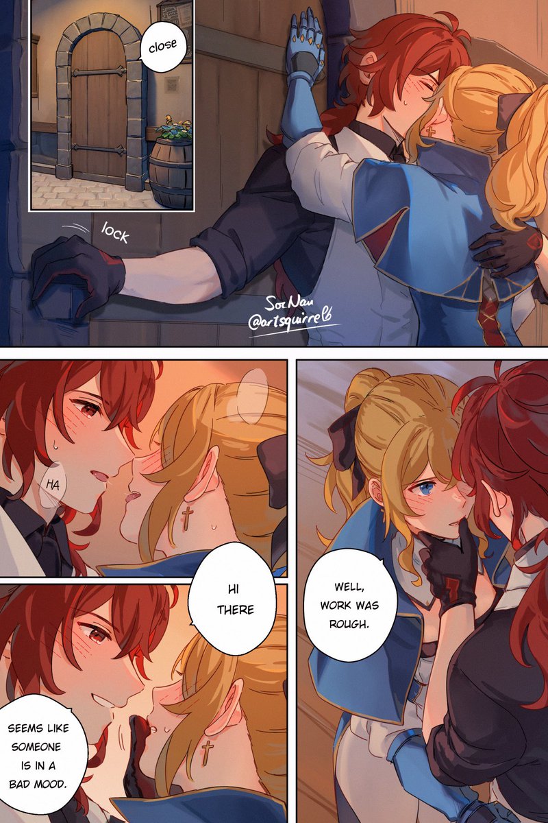artsquirrelb's tweet photo. Something not on the menu (1/2)
(cw: lots of kissing and suggestive!)

#jealuc #GenshinImpact https://t.co/4IDXr0KE3R