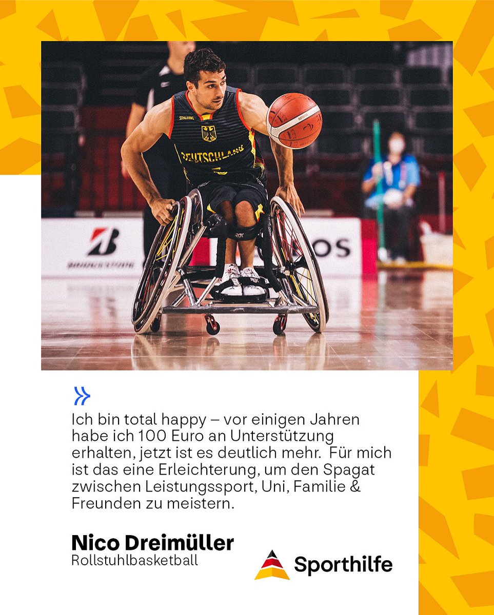 Ein Meilenstein 🙌 Die #sporthilfe ruft gemeinsam mit dem Deutschen Behindertensportverband e.V., dem <a href="/DG_SV/">DGSV</a> &amp; <a href="/BMI_Bund/">Bundesministerium des Innern</a> die „Duale Karriere Berufsqualifikation“ ins Leben. Einer der davon profitiert: Rollstuhlbasketballer Nico Dreimüller 🗣️
Alle Infos: bit.ly/3YI8cGy