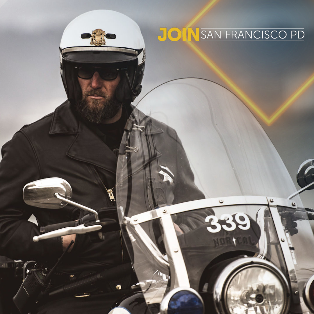 JoinSFPD's tweet photo. Ride into a new career with the San Francisco Police Department. No matter your background, we have a place for you. Visit https://t.co/2GHqT19yIo to learn more! #JoinSFPD #SanFranciscoPD #BayArea #PDRecruiting #LawenforcementjobsCA https://t.co/bs6C8fLQi9