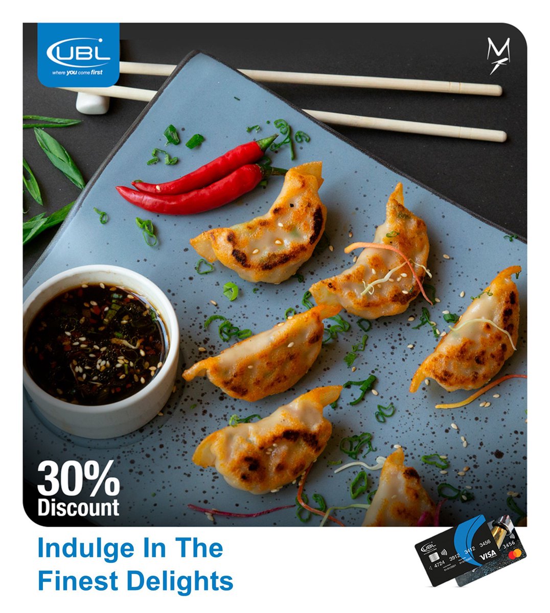 UBLDigital's tweet photo. Experience delicious food at a tasty discount!
Enjoy an unmatched discount of 30% on your UBL Platinum Credit or UBL Signature Debit Card at Mandarin Kitchen (Lahore & Islamabad).
#UBL #UBLDiscounts #MandarinKitchen #UBLCards #UBLPlatinumCreditCard #UBLSignatureDebitCard https://t.co/C8LsEEr76o