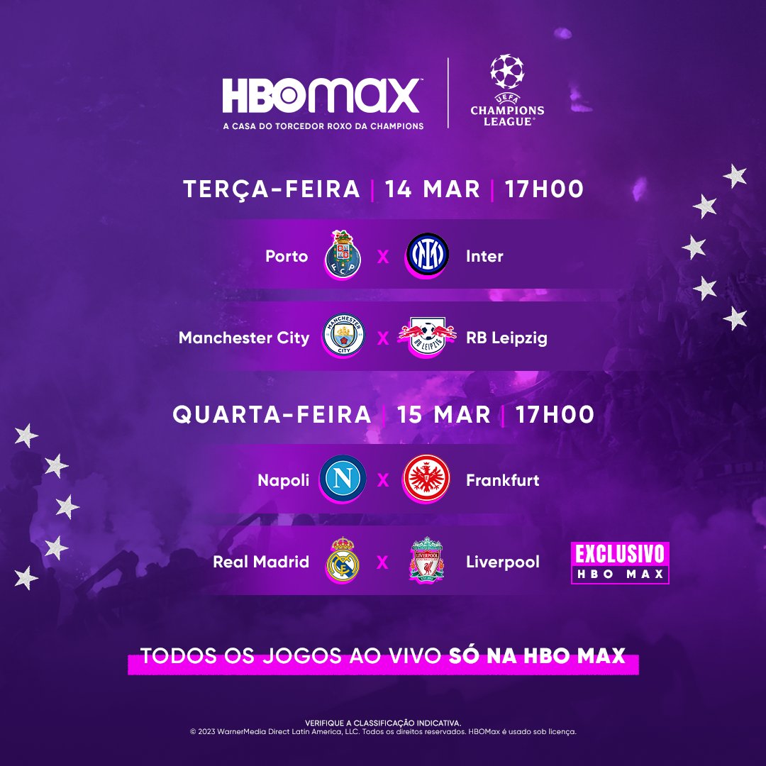 HBO Max Brasil on X: É DIA DE CHAMPIONS, TORCEDOR ROXO! 🔥🏆 Daqui a  pouquinho a bola vai rolar na Alemanha e também na Itália. Será que os  mandantes vão conseguir levar