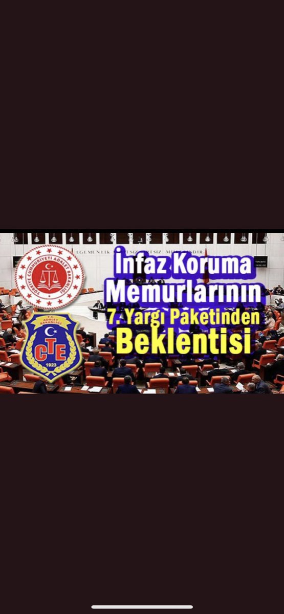 7. Yargı paketinde memurların özlük haklarının iyileştirilmesinin yer almaması Tüm Cezaevi personellerinde bir üzüntü yaratmıştır. 
Bu konuda Tüm Cezaevi personellerinin sesi olmanızı Mecliste bu durumu dile getirmenizi sizden istiyoruz. 
<a href="/AtillaSertell/">🇹🇷 Atila Sertel</a> #infazkorumayaborcunuzvar
