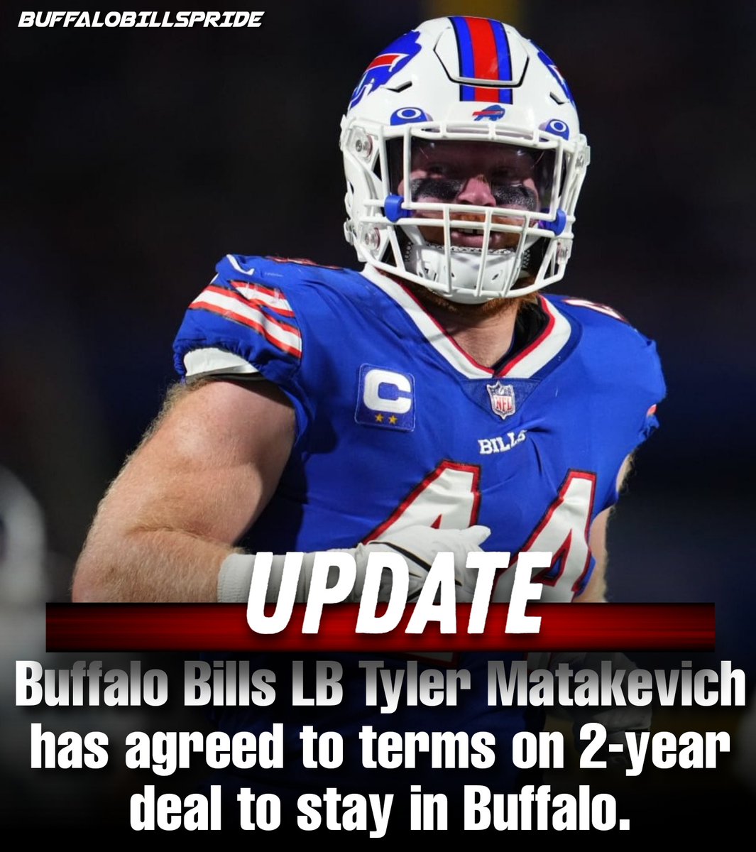 FredKilmartin80's tweet photo. Buffalo Bills LB Tyler Matakevich has agreed to terms on 2-year deal to stay in Buffalo, per @RapSheet
Tyler Matakevich is the Bills Special Teams Captain and known as one of the best special teamers in the NFL.
#BuffaloBills #BillsMafia #TylerMatakevich https://t.co/dCrBilFDte