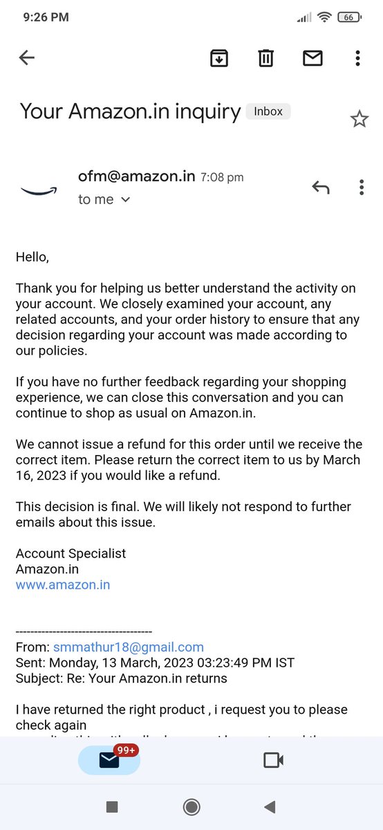 SourabhMathurSM's tweet photo. @amazonIN @JeffBezos @jagograhakjago this is a Fraud Amazon you need to hear you customer too you are just telling your things and blaming customer i have send the right item in return and your return partner has also check it .this is very bad experience https://t.co/BUXLPzYhP8