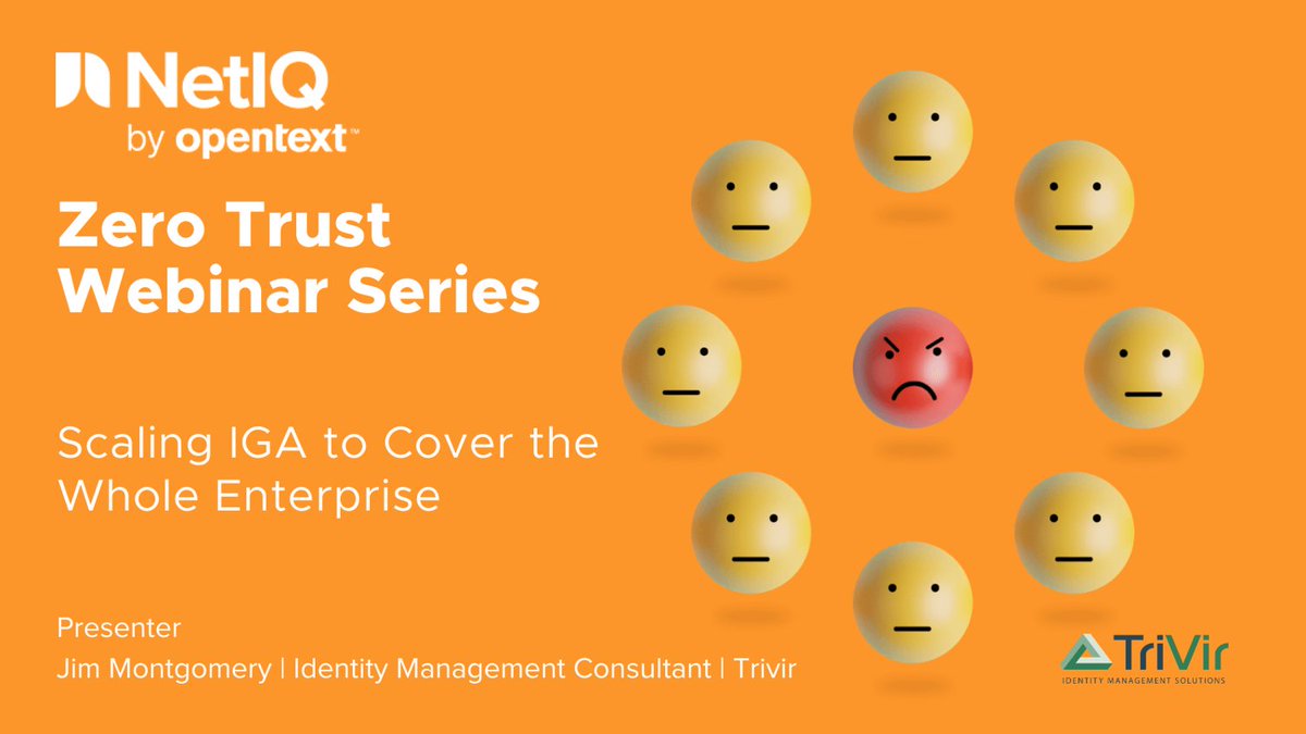 In this new #IAM webinar on March 14, experts from @OpenTextSec and partner @TriVir will show how to adopt #IdentityGovernance best practices. Reg now: | #IdentityManagement #CyberResilience #NetIQ #MyCompany bit.ly/3mQ3edL