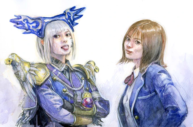 #女の子二人のイラストを貼る見た人もやる 