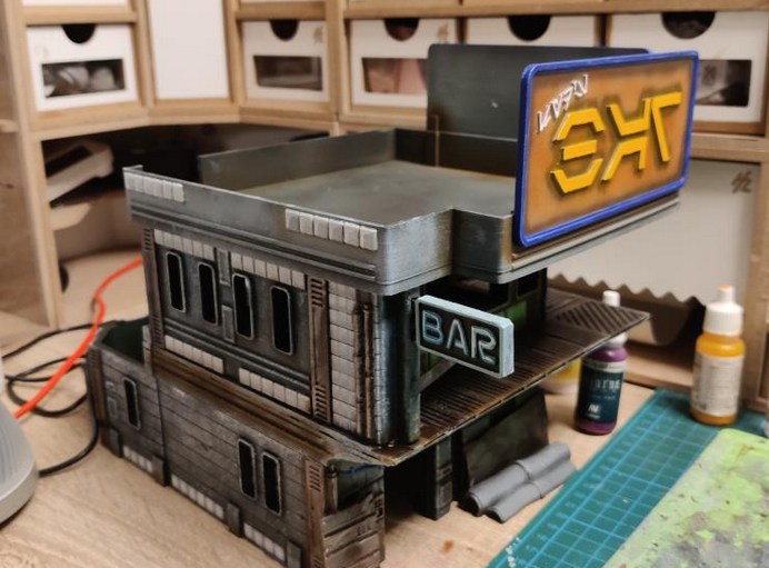 Corvusgamester1's tweet photo. The MidRim City Parlor Bar painted by a customer. https://t.co/QbuuSQyjzM #3Dprinting #wargaming #starwarslegion #stargrave #scifi #infinitythegame #cyberpunk #dredd #realitysedge #tabletopgames #SWLegion https://t.co/efXsZJzGDR