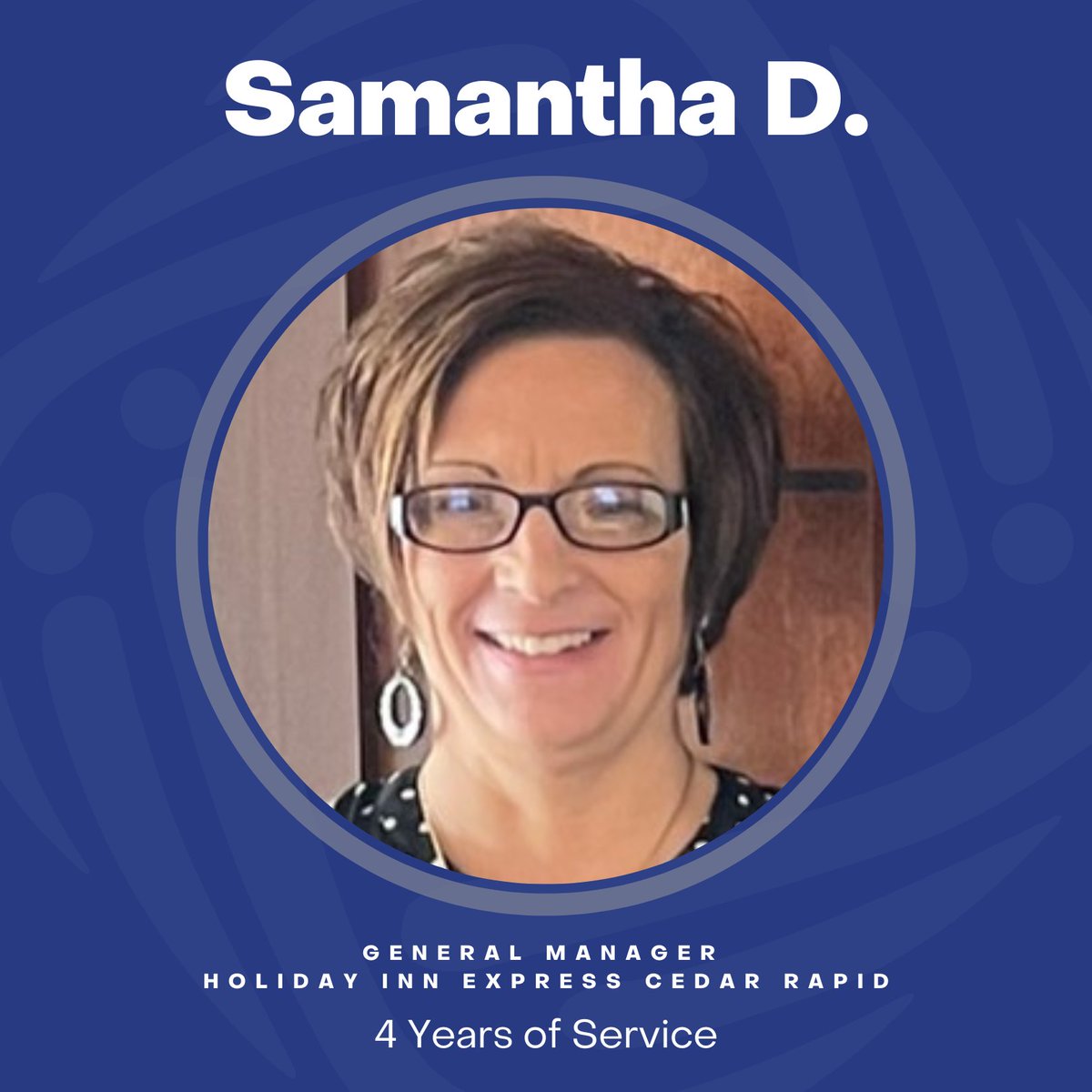 NHSHotels's tweet photo. Congratulations, Samantha Duffy of Holiday Inn Express Cedar Rapids, who celebrated her 4 year anniversary with NHS on Friday! 

Samantha is an Adele Leslie Award Winner and is a very valued member of the NHS family. Thank you so much for all you do for your team! https://t.co/XY2bgQdrVP
