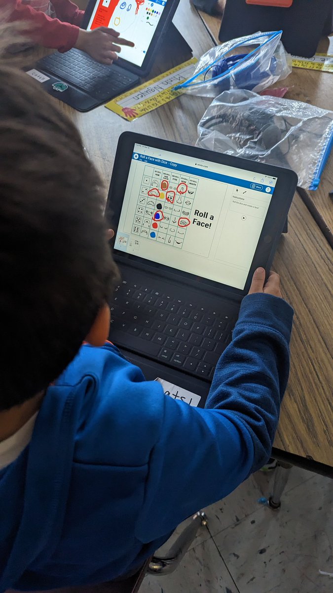 Ms___Anderson's tweet photo. @CrestwoodES_k students are continuing their #Wixie exploration! This week, using the paint tool and rolling dice to create a face! 
@CrestwoodElem https://t.co/tUzcHRdh3p