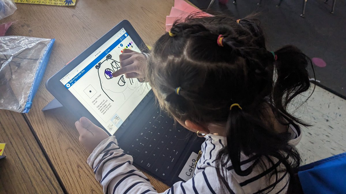 Ms___Anderson's tweet photo. @CrestwoodES_k students are continuing their #Wixie exploration! This week, using the paint tool and rolling dice to create a face! 
@CrestwoodElem https://t.co/tUzcHRdh3p