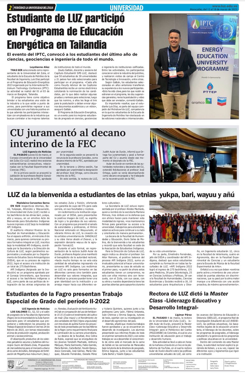 Edición 909 de LUZ Periódico, el semanario de la Universidad del Zulia.  

Aquí el enlace ➡️ cutt.ly/A83rG7B

#LUZPeriodico
#Edición909
#125AñosHaciendoPeriodismoUniversitario

Vía LUZ Agencia de Noticias (LUZ AdN)