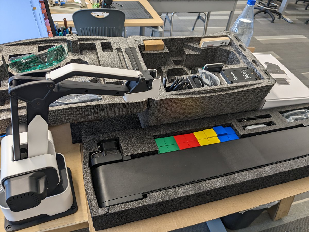 Super stoked for this project made possible by <a href="/beavertonED/">BEF</a> My 8th-grade #CTE students are going to learn about Industrial #Automation using a robotic arm and conveyor belt from @rotrics and VR PLC simulation software from <a href="/NirtecS/">Nirtec EasyPLC Software Suite</a>.