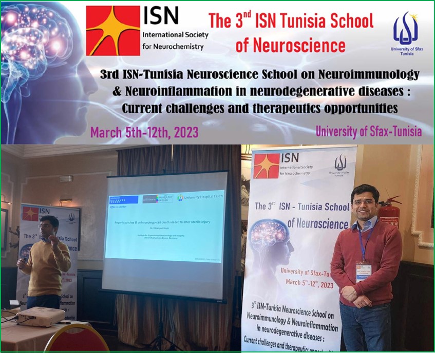 Very glad to talk about Neuroimmunology in the 3rd ISN Tunisia School of Neuroscience at Sfax University @ISN_society. Many thanks to Prof. Lakhdar-Ghazal, Prof. Fetoui and Dr. Brahim @GargouriBrahim for organizing this great event and for fruitful discussions with all students!