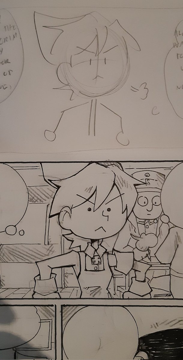 Chapter 25 of Lotta Svärd is progressing smoothly, but a bit slower than usual.
Here's a funny comparison of the script and the proper panel.