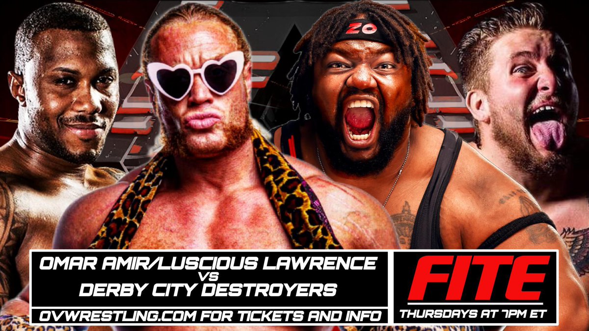 ovwrestling's tweet photo. Letβs try this again! We missed this match last week but THURSDAYβ¦itβs freakinβ on! #LusciousLawrence and #OmarAmir take on #BigZo and #GnarlsGarvin!
Secure your spot! https://t.co/DslgORp8CR https://t.co/qNCiSkthcy