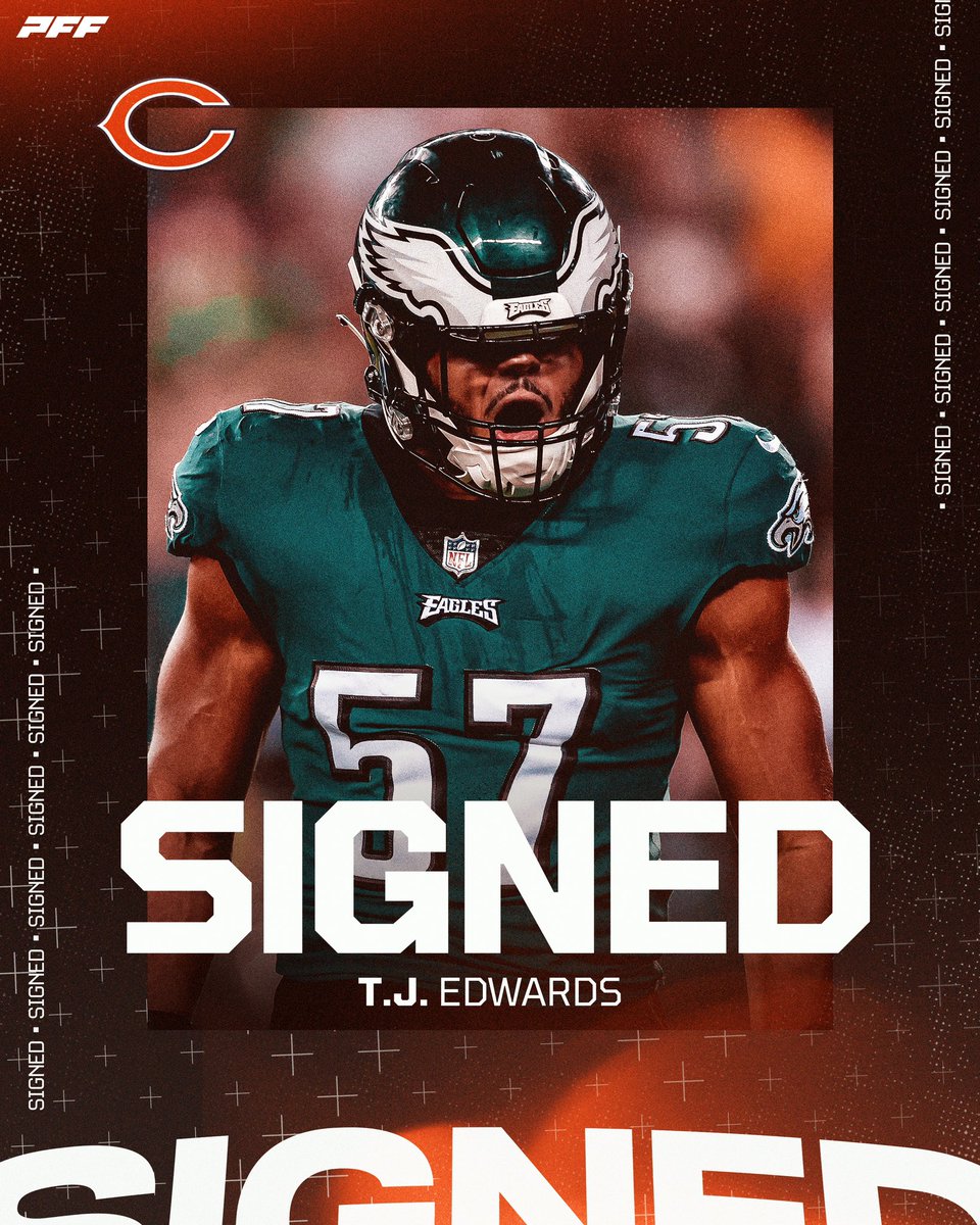 The Bears are signing former Eagles LB TJ Edwards to a 3-year deal, per @RapSheet