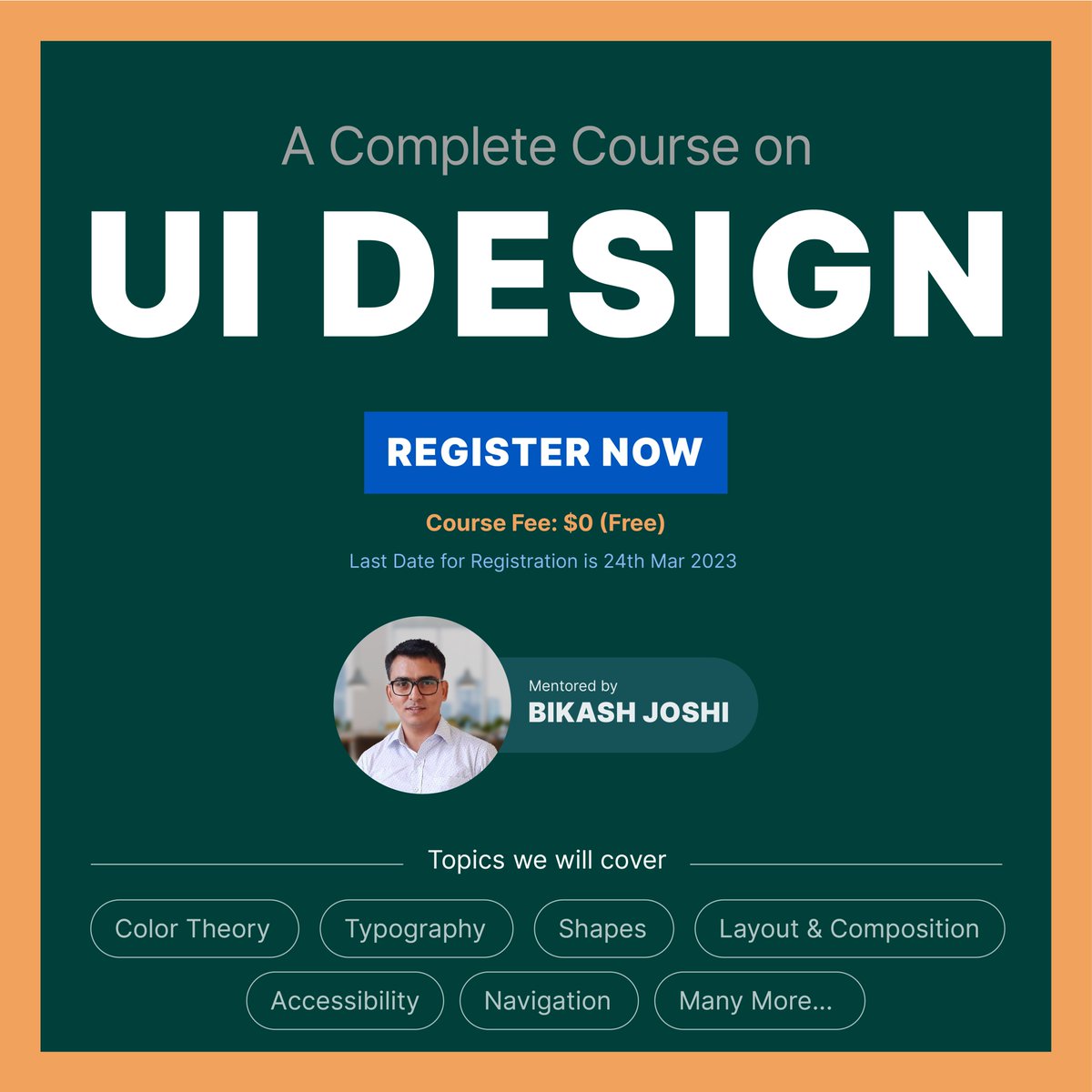 bikash_uxdesign's tweet image. I am glad to announce that the Registration for the 8-Weeks UI Design Course is now open!
You'll learn the fundamentals of UI Design and develop skills that will help you create awesome UI.
Register now:
airtable.com/shr0WJZn0W1uU2…
#uidesign #uidesigncourse #uxdesign #design