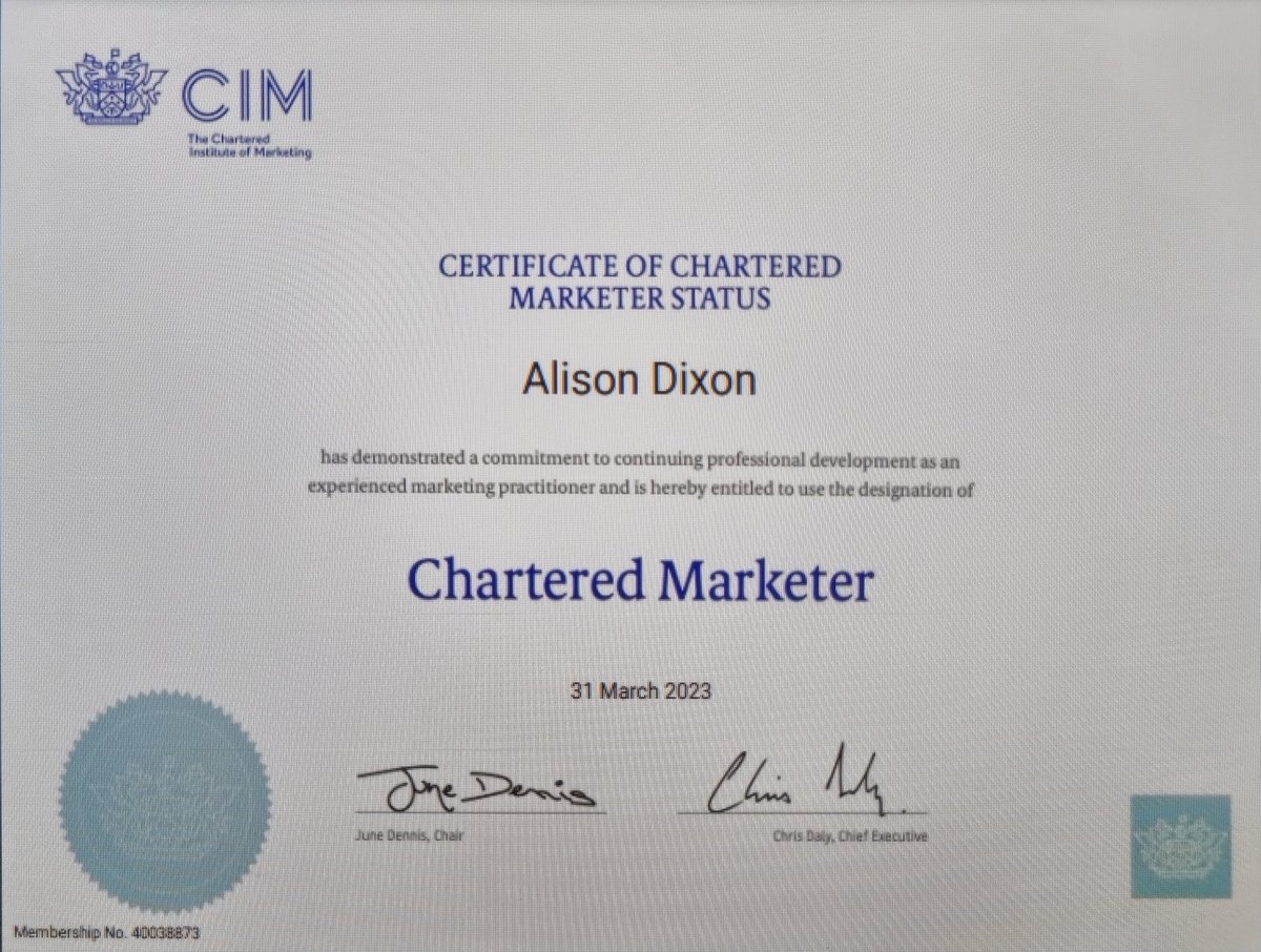 AlisonDixon81's tweet image. It's official I'm a fully  chartered marketer! 🎉