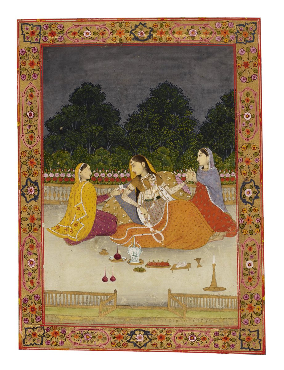 ssharadmohhan's tweet photo. Another lovely painting on @ChristiesInc sale of 22 March 2023.
Estimate: US$ 15,000-20,000.
c1750 AD #Mughal painting 'A Lady &amp; her Attendants on a Terrace'
Food, Drinks &amp; Perfume scattered around.
@DalrympleWill @ranjona @swativashishtha @dpanikkar @Arthistorian18 @art1ista https://t.co/6Hslaq8FKn