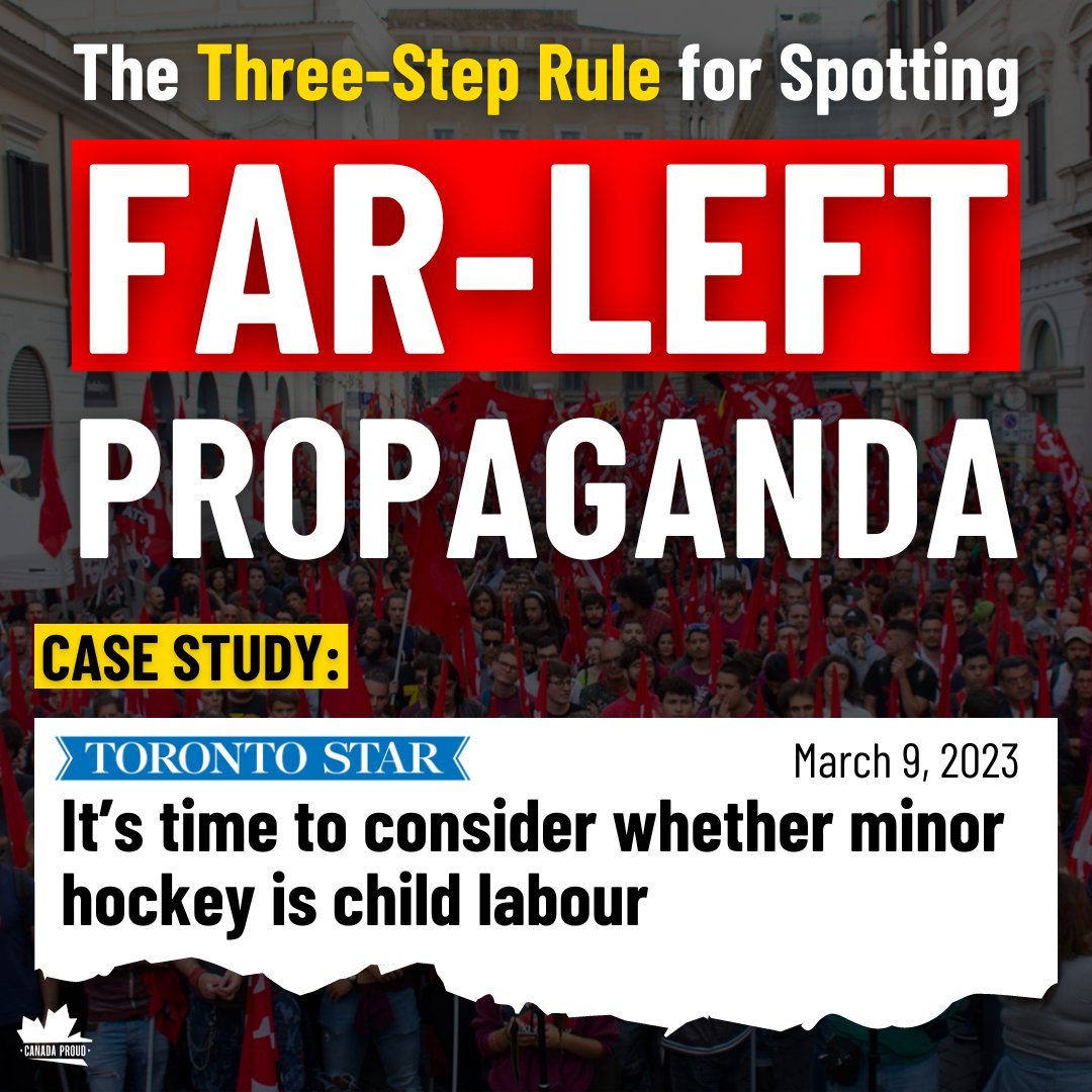 WeAreCanProud's tweet photo. A short but helpful three-step guide to make sure you can identify far-left propaganda when you see it. https://t.co/71a00AhcFk