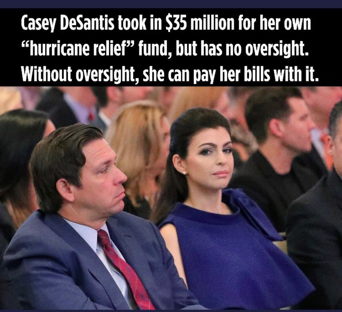 FLWillRegret22's tweet photo. IT'S 70 MILLION SEVENTY
I told you, Casey DeSantis straight up defrauded the American people during Florida's biggest crisis

They are investigating her...Remember charities can keep 91% of the Money💸💸💸💸💸💸💸
$70 Million and NO one got dime

I hope DOJ &amp; IRS lock her azz up https://t.co/iQziLOQK8b