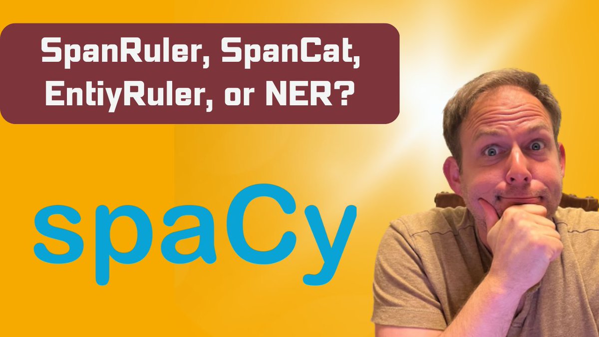 Want to learn the differences between <a href="/spacy_io/">spaCy</a> 's EntityRuler, NER, SpanCat, and SpanRuler? In this video we cover that and when to use which component! This is the first video in my new ML and spaCy series!

Video: youtu.be/4vZoAg90mtI

#digitalhumanities #nlp #python