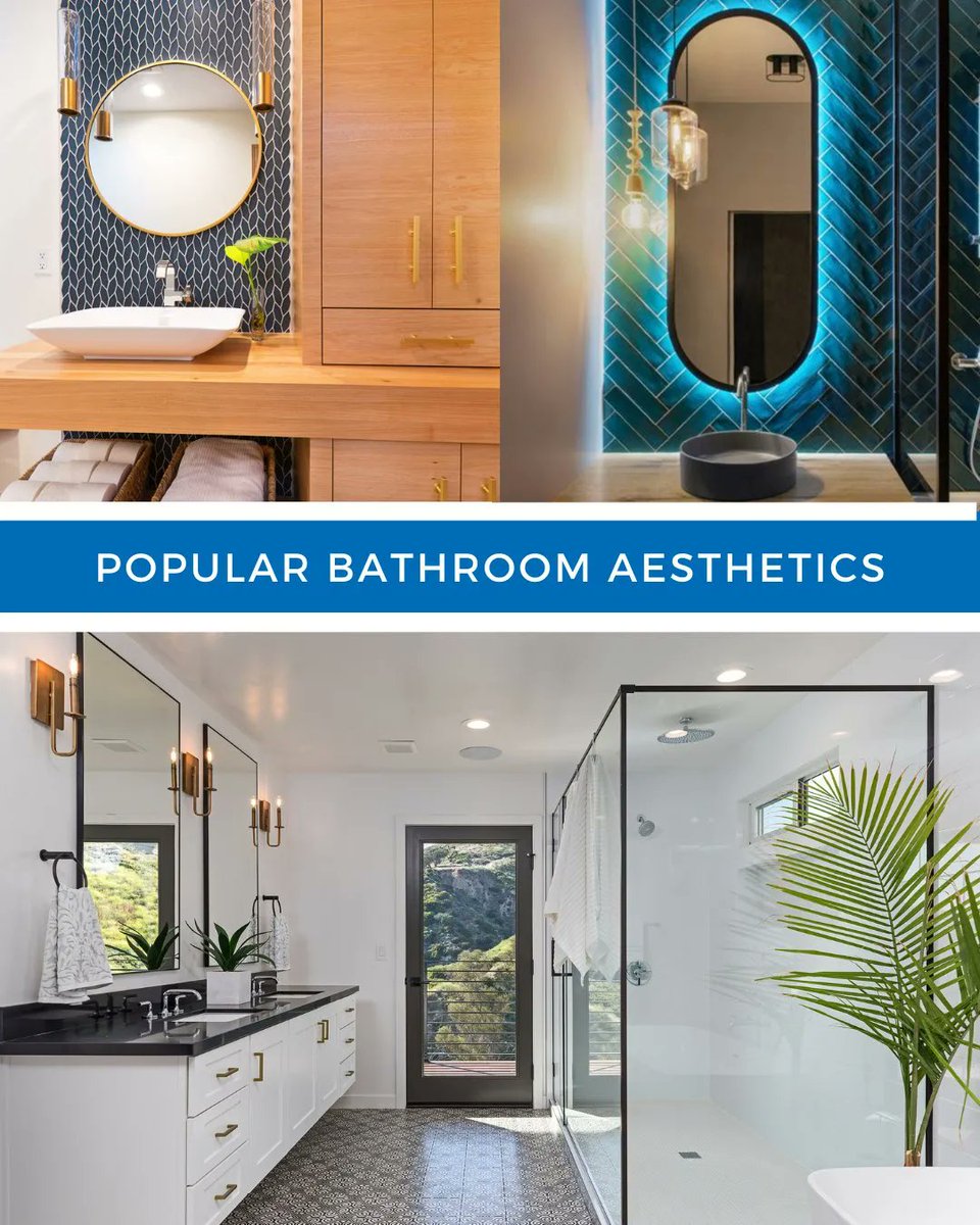 randylenz's tweet photo. All-White Bathrooms Are Getting Drenched in Color // Darker cabinets, wallpaper and patterned tiles are top trends this year.  https://t.co/FcdJVFv0tT 

#interiordesign #designtrends #homeimprovement #bathtrends https://t.co/NBspeg4yWu