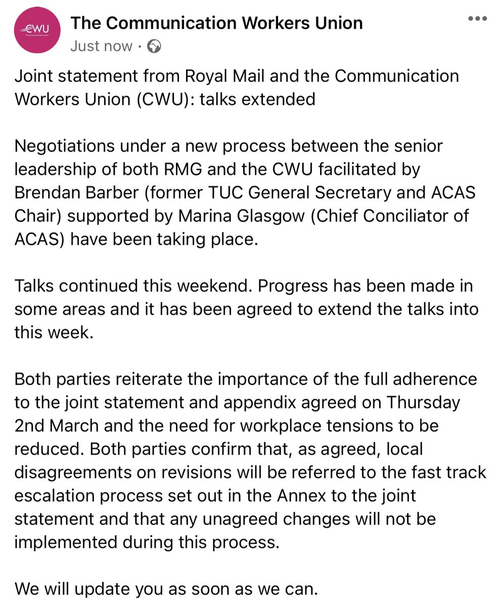 CWUnews's tweet image. Important update for Royal Mail Group members.