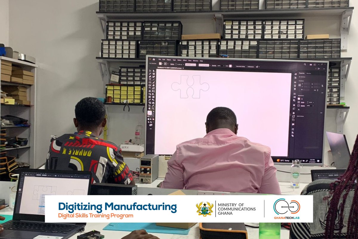 GhanaTechLab's tweet image. Today, the Digitizing Manufacturing trainees understood subtractive manufacturing and learnt how to operate and use the laser cutting machine to achieve excellent fabrication time and enable rapid prototyping.
#GhanaTechLab
#GTLBaseprogram
#DigitizingManufacturing