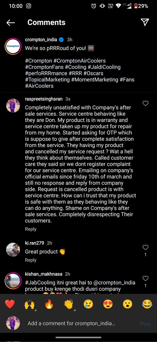 rustysmarty's tweet photo. @Crompton_India Completely unsatisfied by Company's services. https://t.co/eIM32evt67