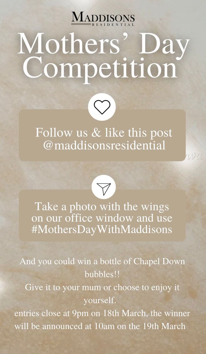 2of 2 #MothersDayWithMaddisons 

Entries close at 9pm on the 18th March and the winner will be announced on Instagram at 10am on the 19th March.
.
GOOD LUCK!
.
#competition #mothersday #tunbridgewells #kent #thepantiles #windowmural #win #winner #motheringsunday #localartist