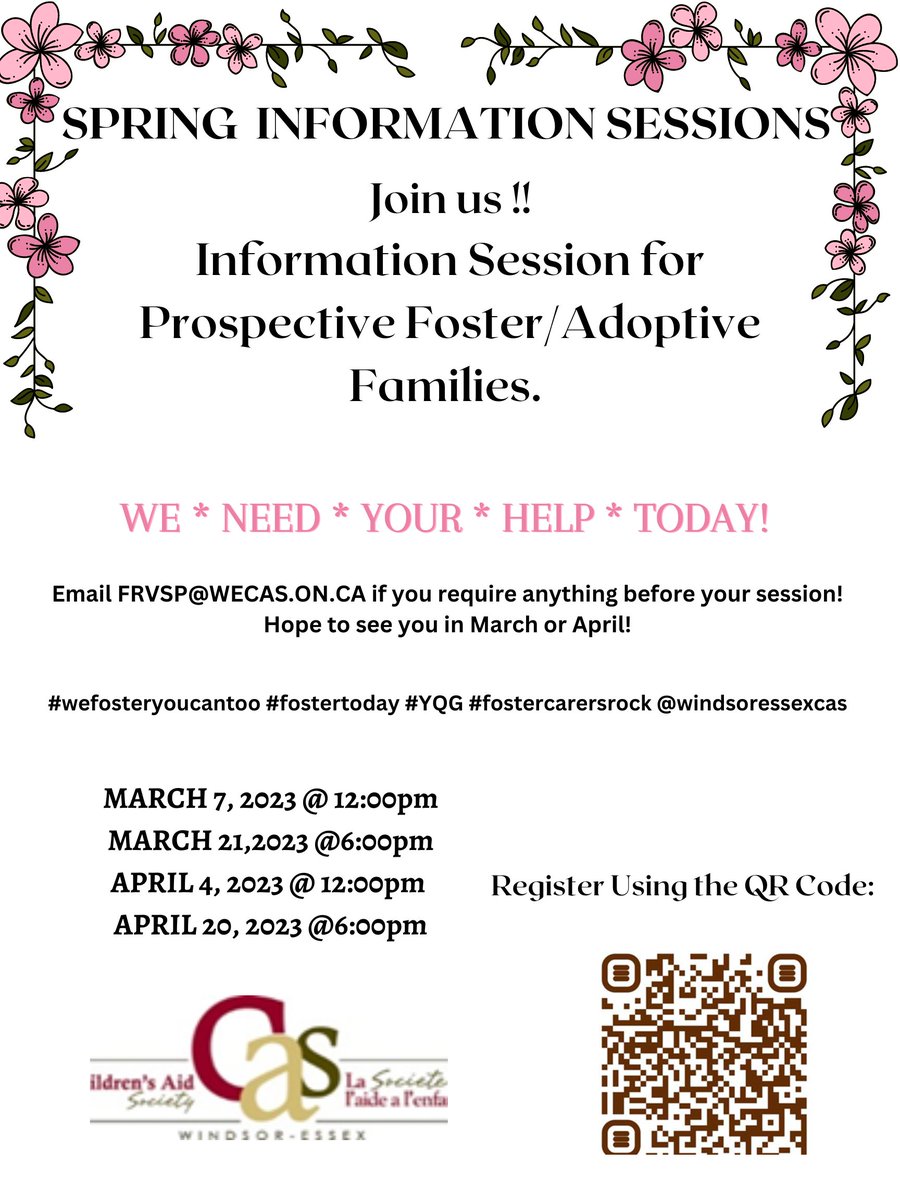 Let us plant a seed of information about fostering and adopting with @WindsorEssexCAS!
Join us tonight! #YQG #fostertodaydontdelay #springhassprung #plantaseed