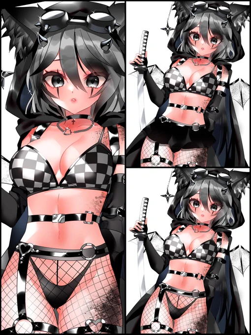 ✧commission✧スカートなしVer.も超ミニスカートVer.もどちらも捨てがたく、ざっくりですが差分を作りましたthank you 