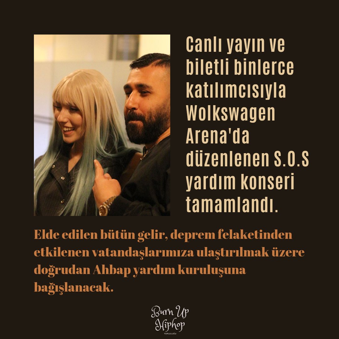 Wolkswagen Arena'da düzenlenen S.O.S yardım konseri tamamlandı.

#sesimolsunsesin
#wolkswagenarena
#burnuphiphoptoplulugu
#turkcerap