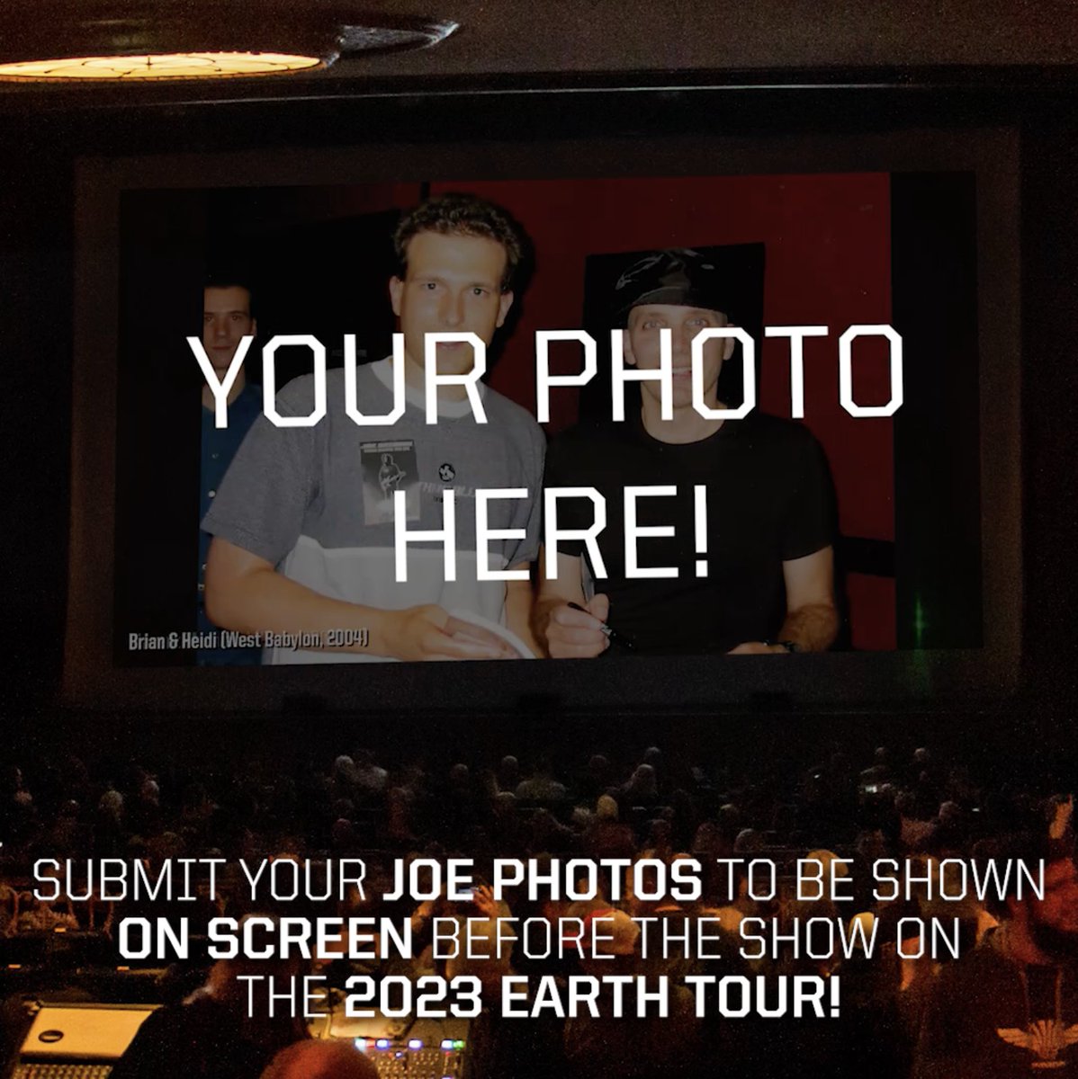 chickenfootjoe's tweet photo. LAST CALL to submit your fan photos of &amp; with Joe for the #EarthTour intermission slideshow! Europe: don't miss out on being featured on the big screen 📸  Send your pics to satchtour@gmail.com along w/ your name &amp; the date &amp; location of the photo - last day to submit is 3/20. https://t.co/e1AqDz6BCr