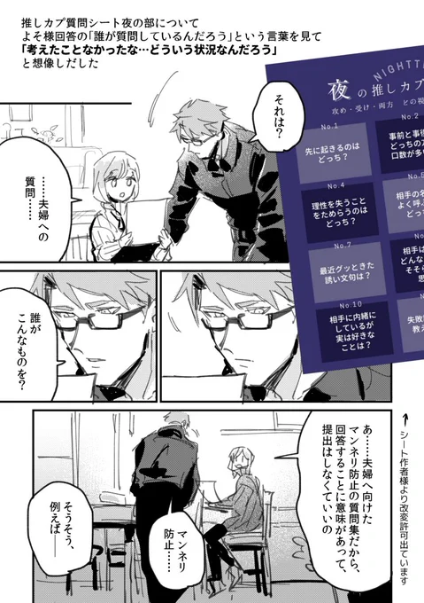 デーテオ先生とコレッタさん結婚した時空の本編無関係セルフ二次創作。もはや何なんだ 今日のデー先は攻めの日(日替わりなので二次創作じゃないと破綻するらしい) #推しカプ昼夜質問シート