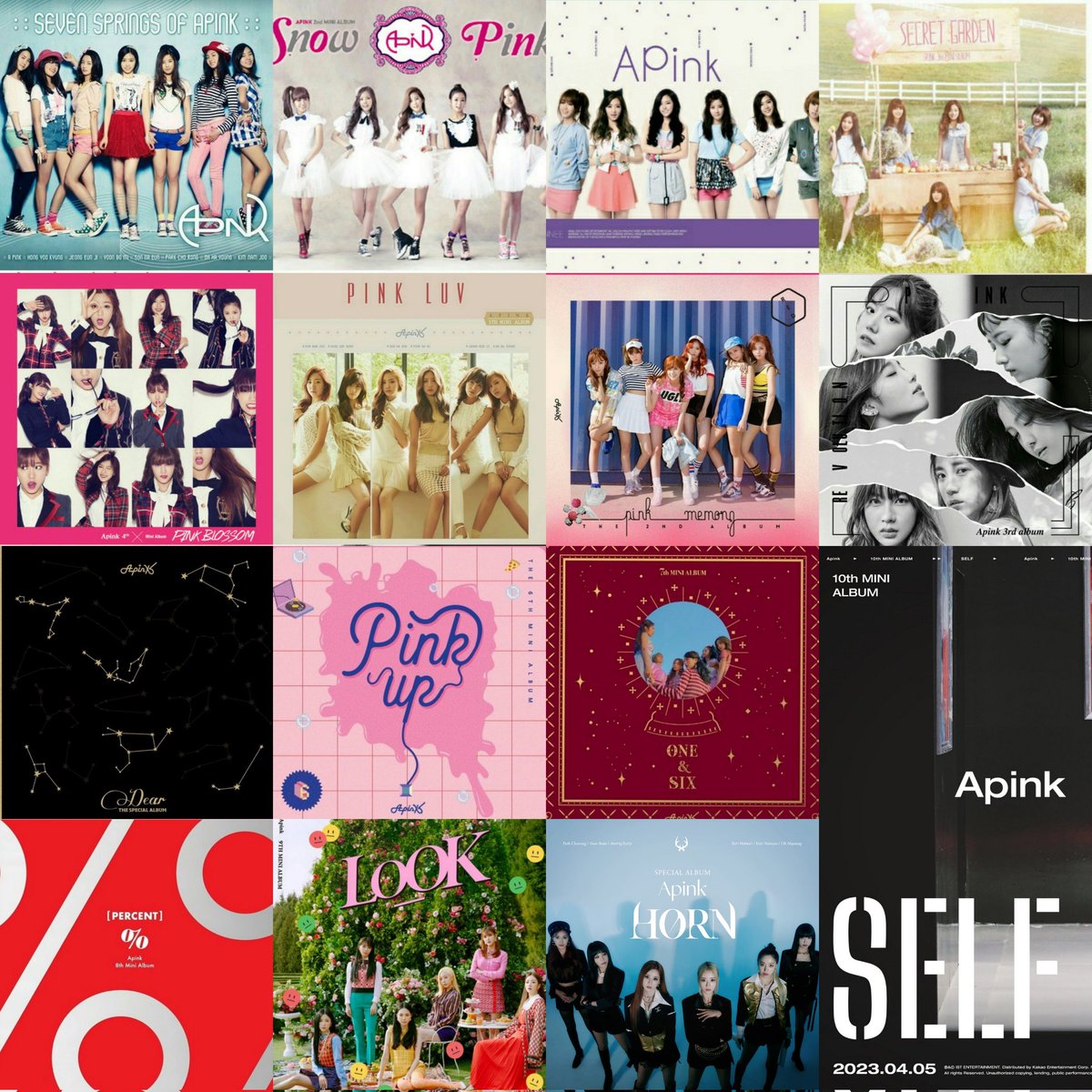 SoDAkiikz's tweet photo. #Apink 12 ปี  14 อัลบั้ม  ค่ายพอเพียง🤣🥺
2011 Seven Springs Of Apink 
2011 Snow Pink
2012 Une Année
2013 Secret Garden
2014 Pink Blossom 
2014 Pink Luv
2015 Pink Memory
2016 Pink Revolution 
2016 Dear
2017 Pink Up
2018 One &amp; Six
2019 Percent
2020 Look
2022 HORN
2023 SELF https://t.co/x6HvUlFy6l