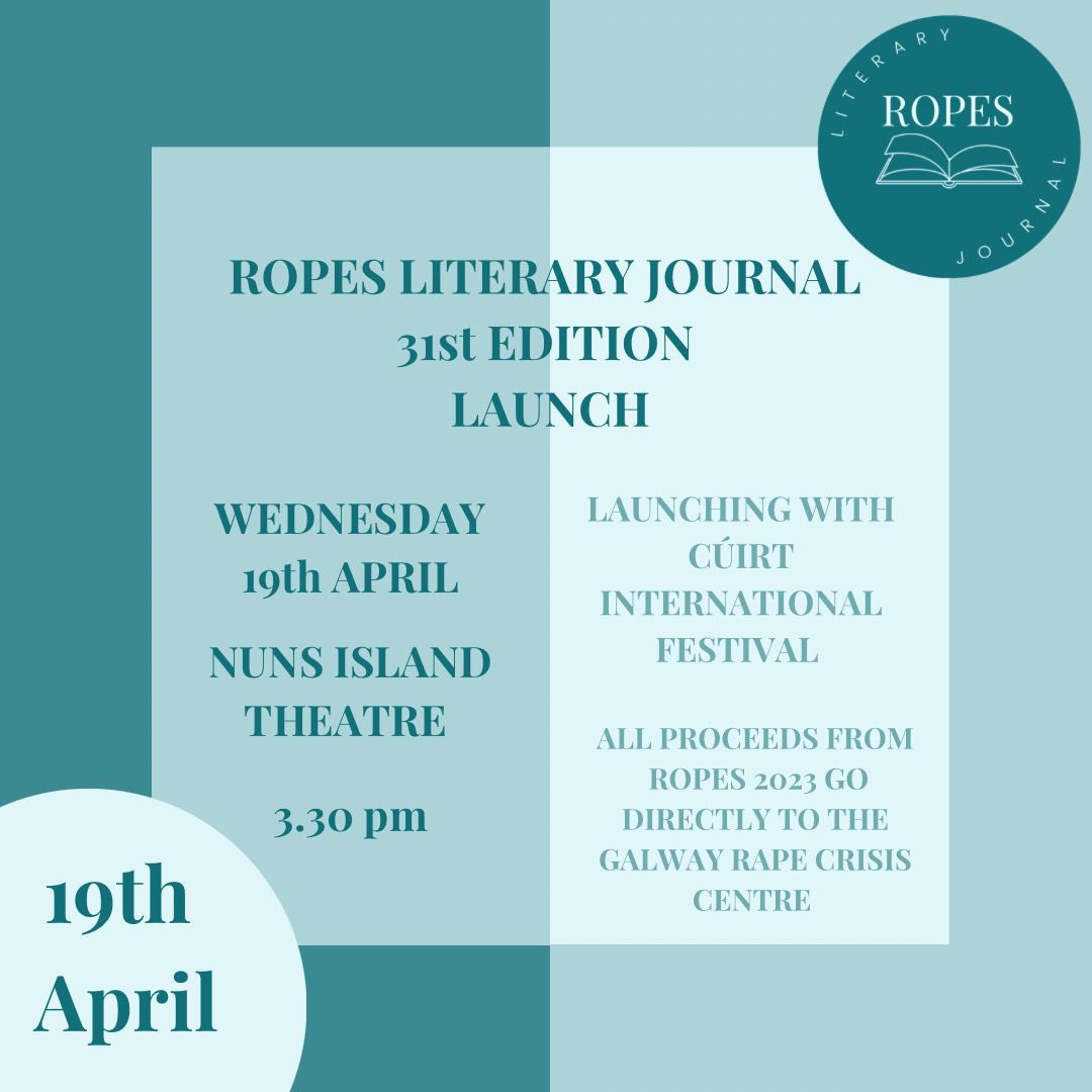 ropeslitjournal's tweet photo. We are very excited to announce that the launch of ROPES’ 31st edition with @CuirtFestival will be taking place at the Nun’s Island Theatre, on Wednesday the 19th of April at 3:30PM. The launch is a free event; tickets available through our linktree in our bio! https://t.co/G3AuaeHTkU