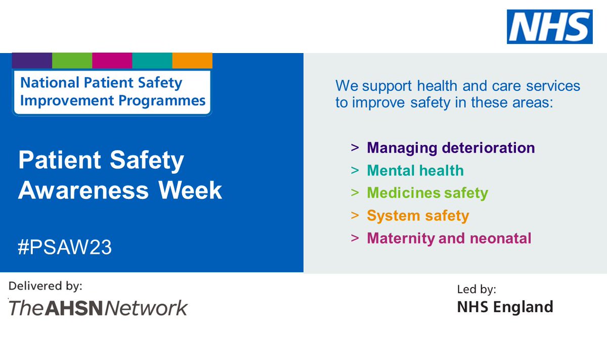 HealthInnovNet's tweet photo. We're proud to support #PSAW23. The AHSN Network is involved in many programmes that are improving #PatientSafety in health and care. Find out more about our programmes and find your local #PatientSafetyCollaborative. 
👉  https://t.co/8jBZf3sndn

#ptsafety https://t.co/SKEa4AnaeS