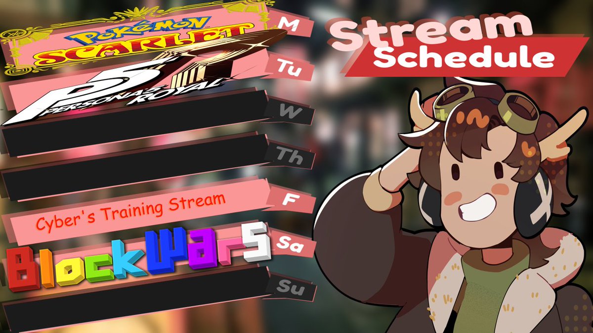 CyberChamp_'s tweet photo. It's another Block Wars week!
Pokemon and Persona to start then it's time to buckle down and learn how to play Minecraft
Link to stream in replies :>
#vtuberEN #smallstreamer #scottishVTuber https://t.co/dTzsDLTU9v