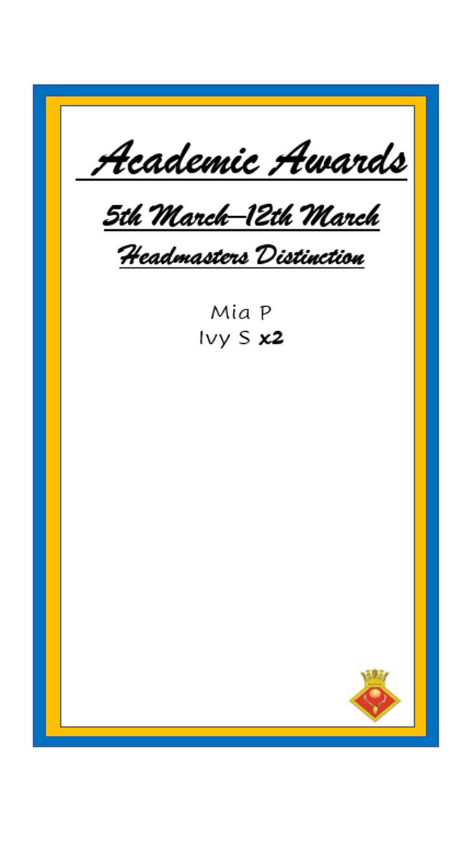 Well done to all on our Award Board this week!