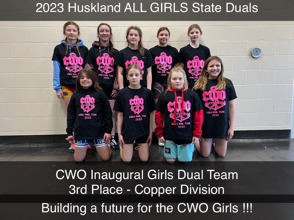 Congratulations to our first ever CWO Girls Dual Team and our first ever competition at the the 2023 Huskerland State K-8th Grade All Girls Duals!!!