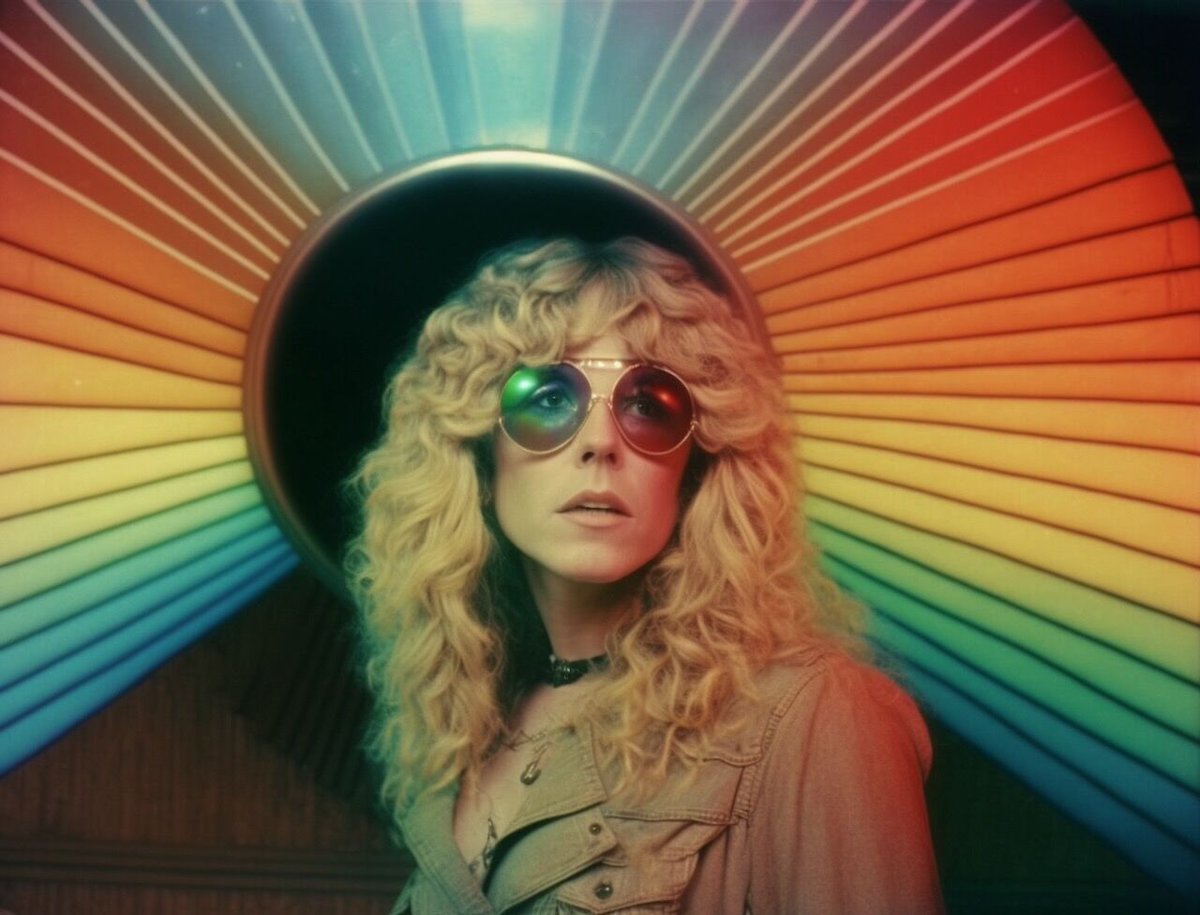 fugi_me's tweet photo. Apparently midjourney really enjoys rendering Stevie Nicks...

#StevieNicks #midjourneyart #AIart #generativeart #cool #ArtificialIntelligence #rainbows https://t.co/ZKd16VgP4s