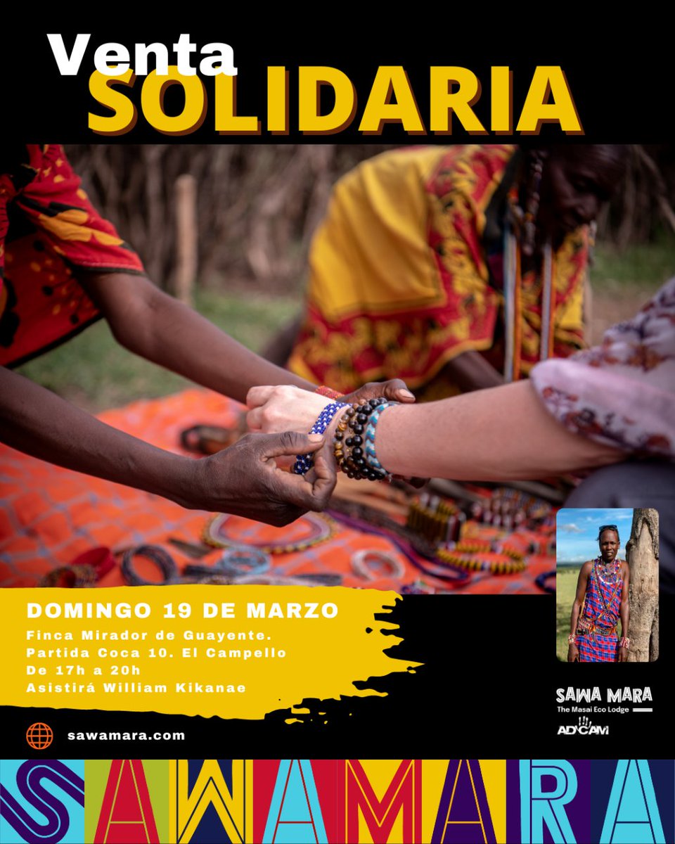 😊 ¡¡Kenia más cerca que nunca!! 🌍
Este domingo celebramos un mercadillo solidario en la Finca Mirador de Guayente, en el Campello.
Si te apetece pasarte a vernos, estaremos de 17 h a 20 h con toda nuestra artesanía, junto con <a href="/William_Kikanae/">Kikanae Ole Pere</a>