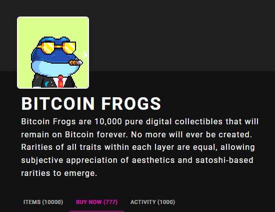 BitcoinFrogs's tweet photo. Bitcoin Frogs becomes the first project to have 1,000 sales on @ordswap only⚡️ https://t.co/BIDMX8S086