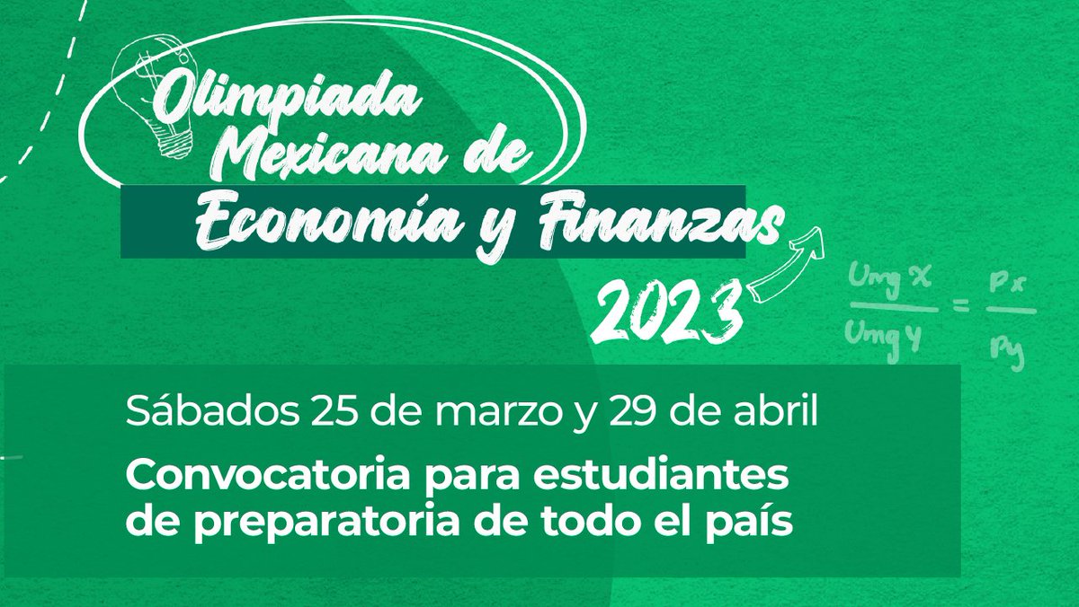 ITAM_mx's tweet photo. #OMEF | Esta Olimpiada es una competencia apoyada por Eric Maskin, profesor de Harvard y ganador del Premio Nobel. Busca aportar a la comprensión de la Economía y Finanzas entre los alumnos de preparatoria en todo el mundo. 🌎🏆
Inscríbete ahora: https://t.co/KxdpRyOVCR https://t.co/eFyRXRiZw6