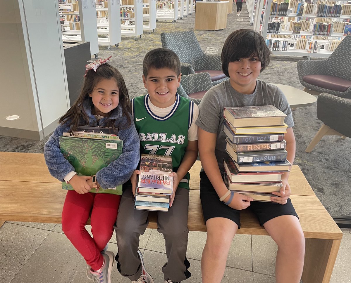 So excited <a href="/friscolibrary/">Frisco Library</a> is open! Checked out all the fun spaces and stocked up on books for the break!