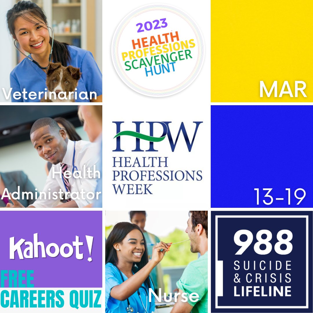 healthprofweek's tweet photo. This week there are YouTube Playlists, Webinars, & other activities to participate in each day. Grab the Scavenger Hunt Map & play along all week. Scavenger Hunt Hidden Phrase: HPW is a _______ ________ event with activities to help you ________ the health professions. #SpringHPW https://t.co/sYxGWZWEbY