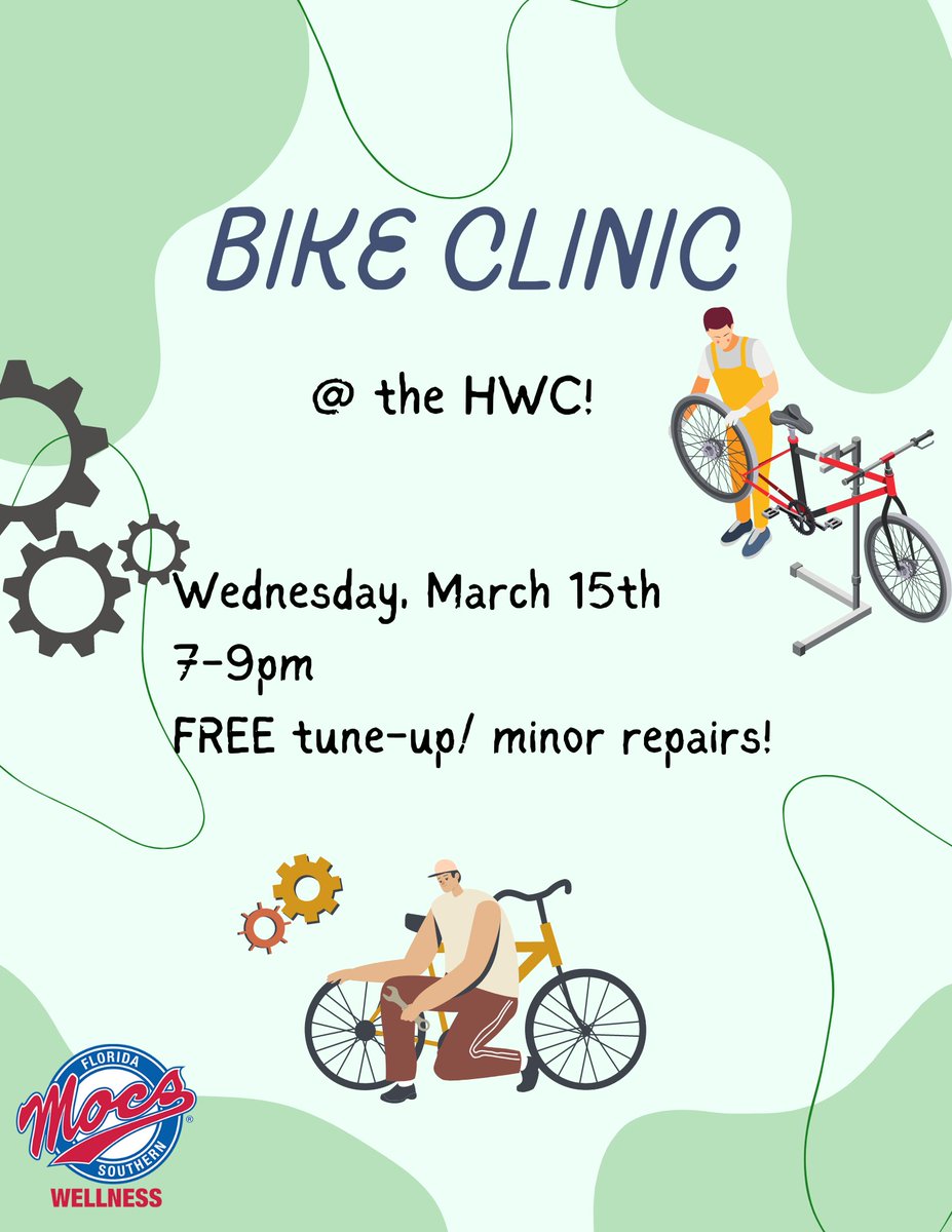 Join us Wednesday, March 15th, for our final bike clinic! Have our master bike technician look over your bike and give you a free tune-up and minor repairs! The event is from 7-9 pm, so we hope to see you there!